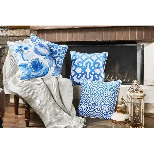 18"x 18" Blue Sky Scroll Decorative Throw Pillow Cover Printed