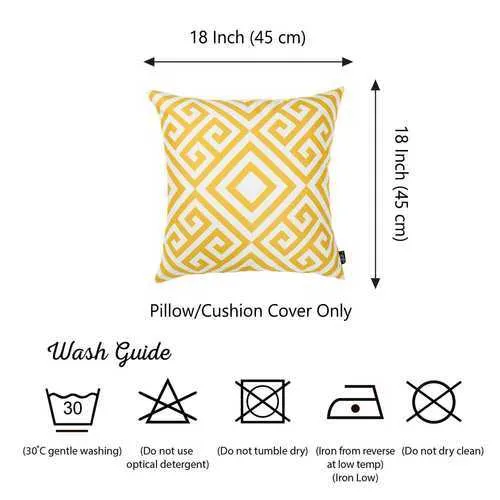 18"x 18" Yellow Tropical Greek Printed Decorative Throw Pillow Cover