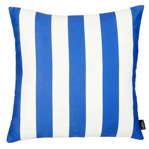 18"x18" Blue Stripes Geometric Decorative Throw Pillow Cover