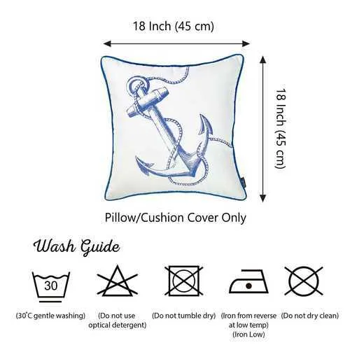 18"x18" Nautica Anchor Decorative Throw Pillow Cover Printed