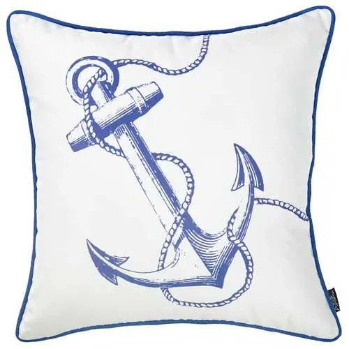 18"x18" Nautica Anchor Decorative Throw Pillow Cover Printed