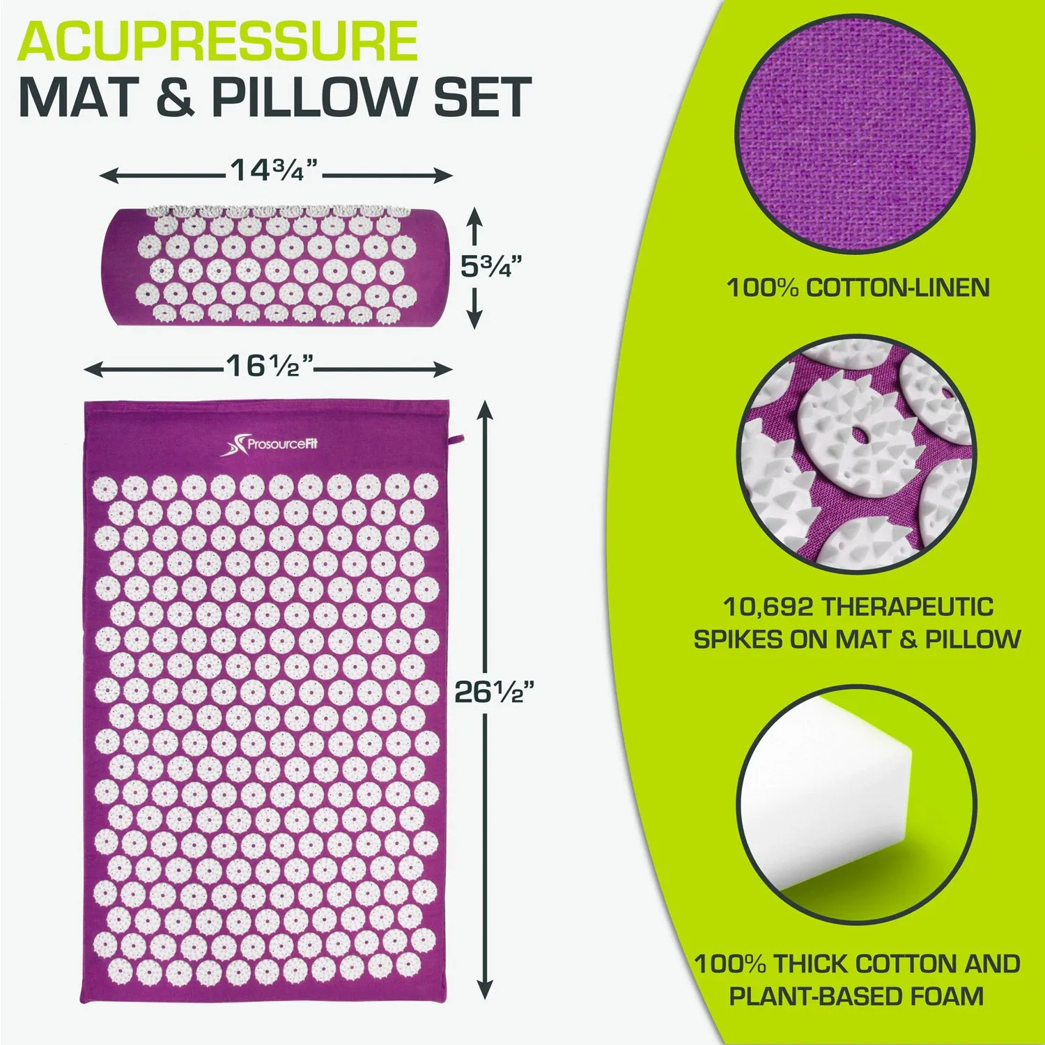 Acupressure Mat and Pillow Set