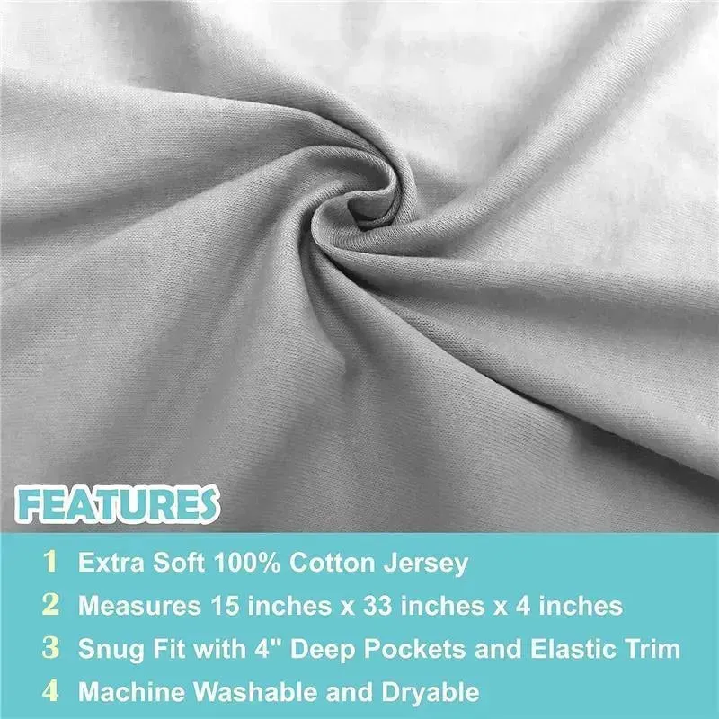 American Baby - 15 x 33 Fitted Bassinet Sheet, 100% Natural Cotton Jersey Knit, Grey