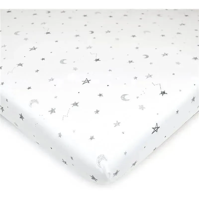 American Baby - Fitted Bassinet Sheet Printed 100% Natural Cotton Jersey Knit, Stars & Moons