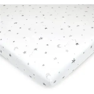 American Baby - Fitted Bassinet Sheet Printed 100% Natural Cotton Jersey Knit, Stars & Moons