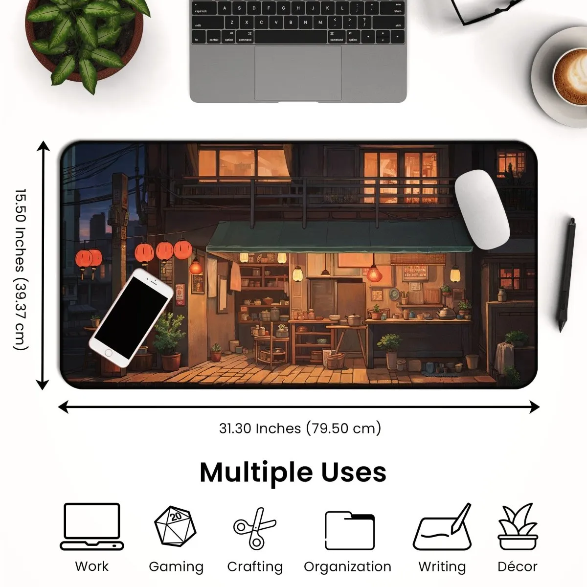 Anime Shop Desk Mat - Lofi Aesthetic, Large Mouse Pad, Aesthetic Desk Decor, Gaming Mouse Pad