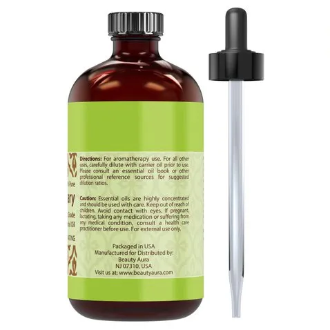 Beauty Aura Rosemary Oil | Therapeutic Grade Essential Oil | 4 Fl. Oz (118 ml)