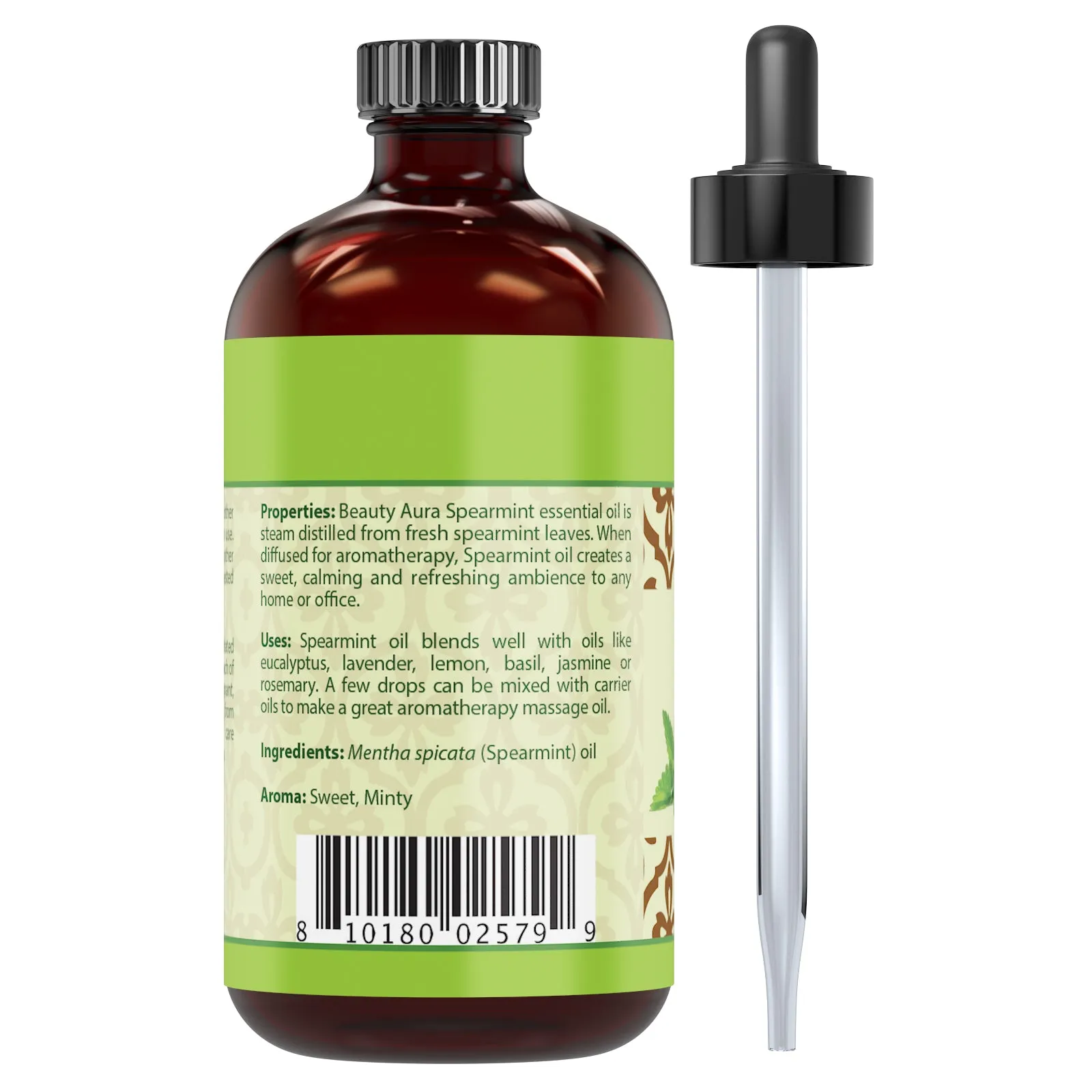 Beauty Aura Spearmint Oil | Therapeutic Grade Essential Oil | 4 Fl. Oz (118 ml)