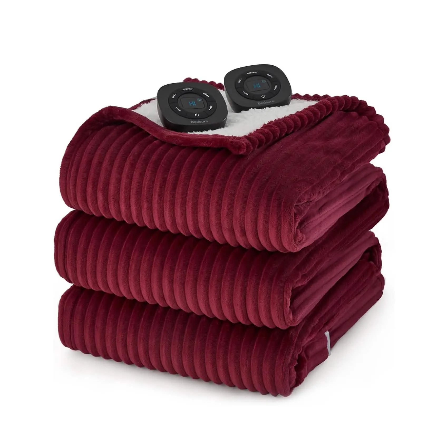 Bedsure Ribbed Flannel Heated Blanket