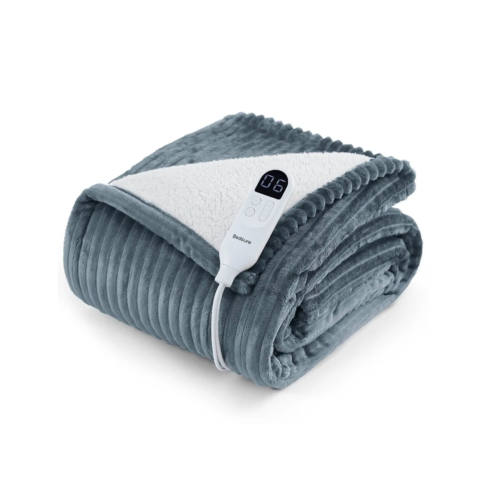 Bedsure Ribbed Flannel Heated Blanket