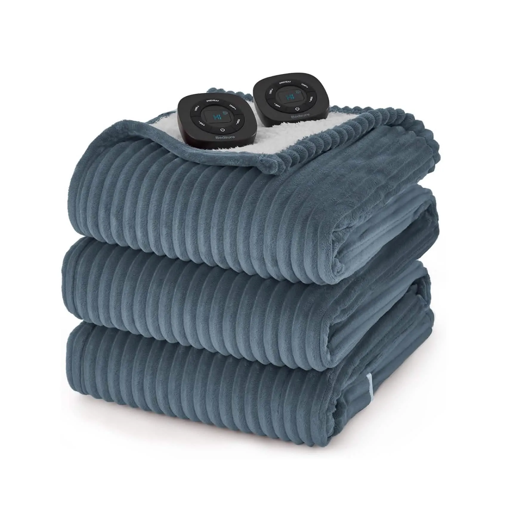 Bedsure Ribbed Flannel Heated Blanket