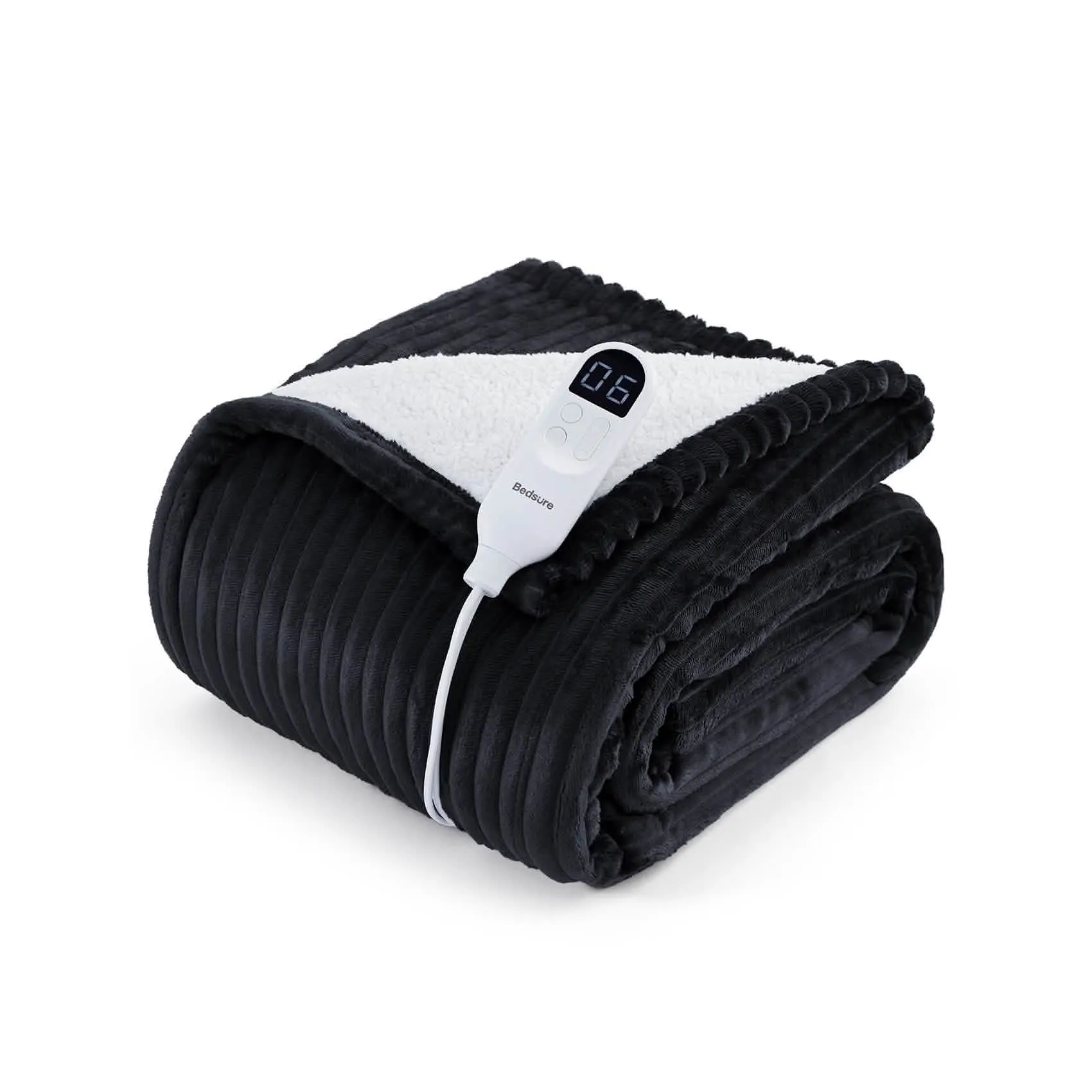 Bedsure Ribbed Flannel Heated Blanket