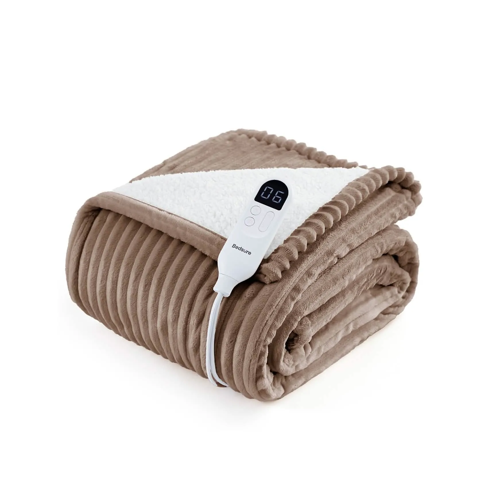 Bedsure Ribbed Flannel Heated Blanket