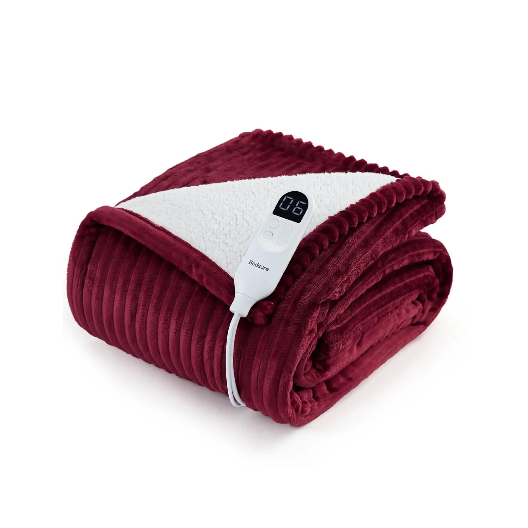 Bedsure Ribbed Flannel Heated Blanket