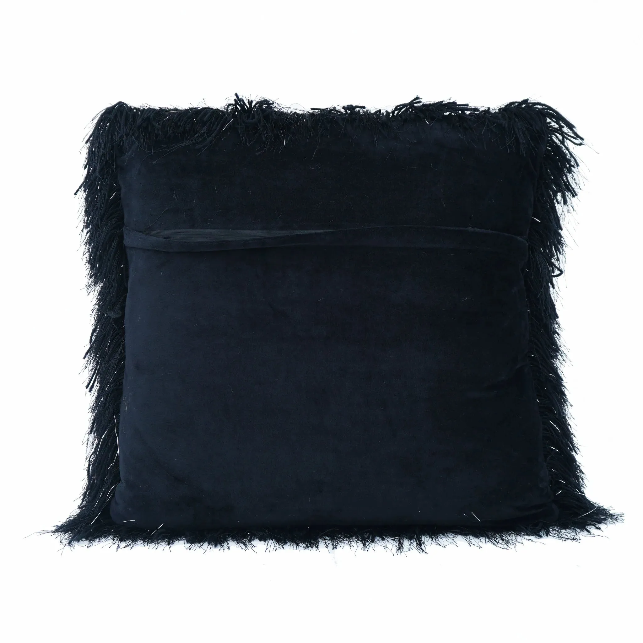 Black Shaggy Lurex Throw Pillow