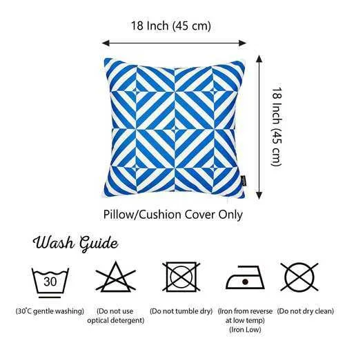 Blue and White Geometric Diagram Decorative Throw Pillow Cover