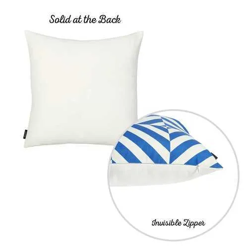 Blue and White Geometric Diagram Decorative Throw Pillow Cover