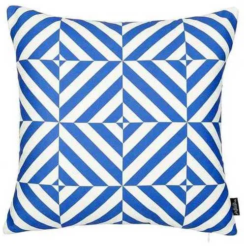 Blue and White Geometric Diagram Decorative Throw Pillow Cover