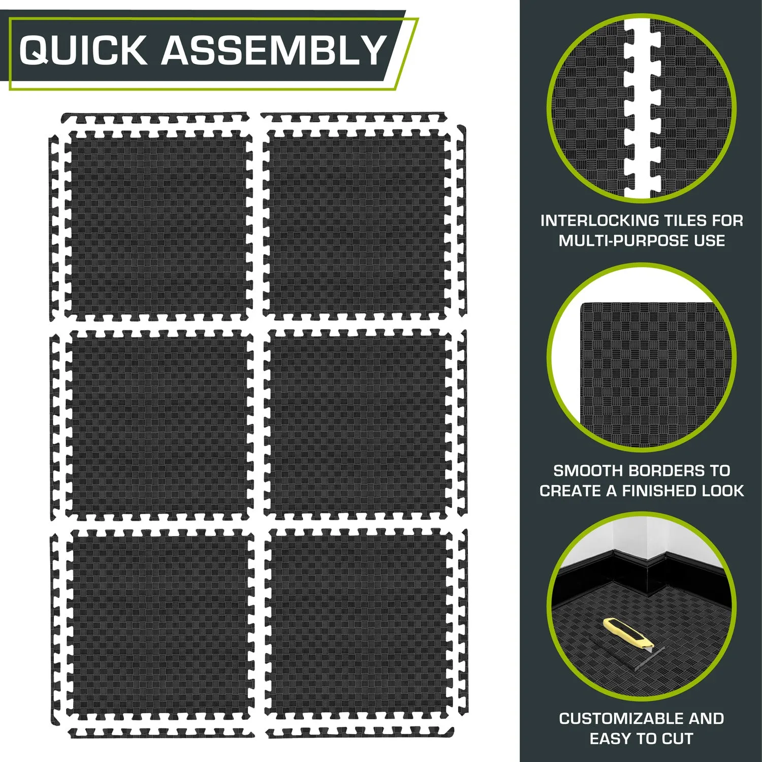 Checkered Exercise Puzzle Mat 1/2-in, 24 Sq Ft