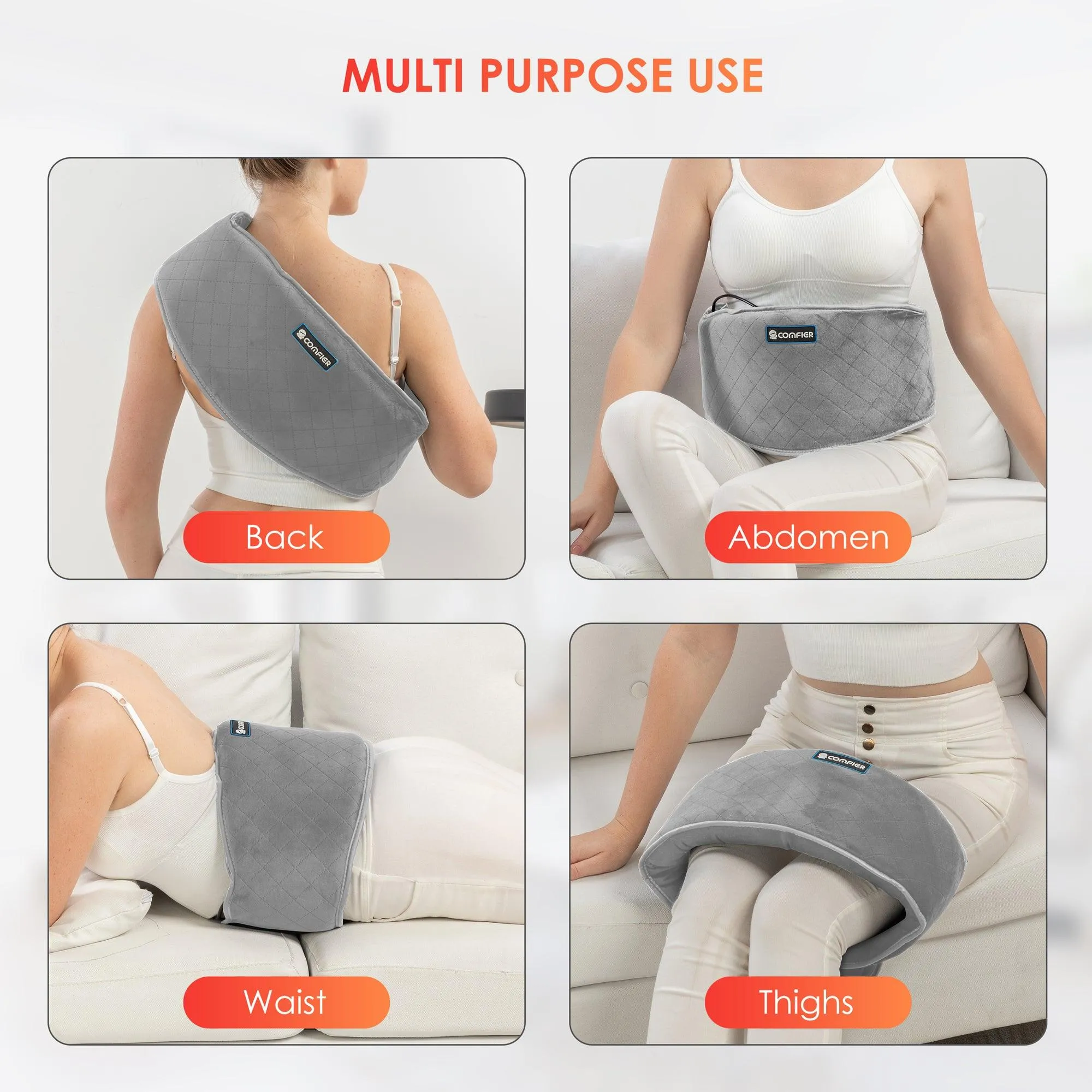 Comfier Heating Pad for Back Pain Relief, Heated Waist Massage Belt for Back Pain with Massage Modes - 6006NG