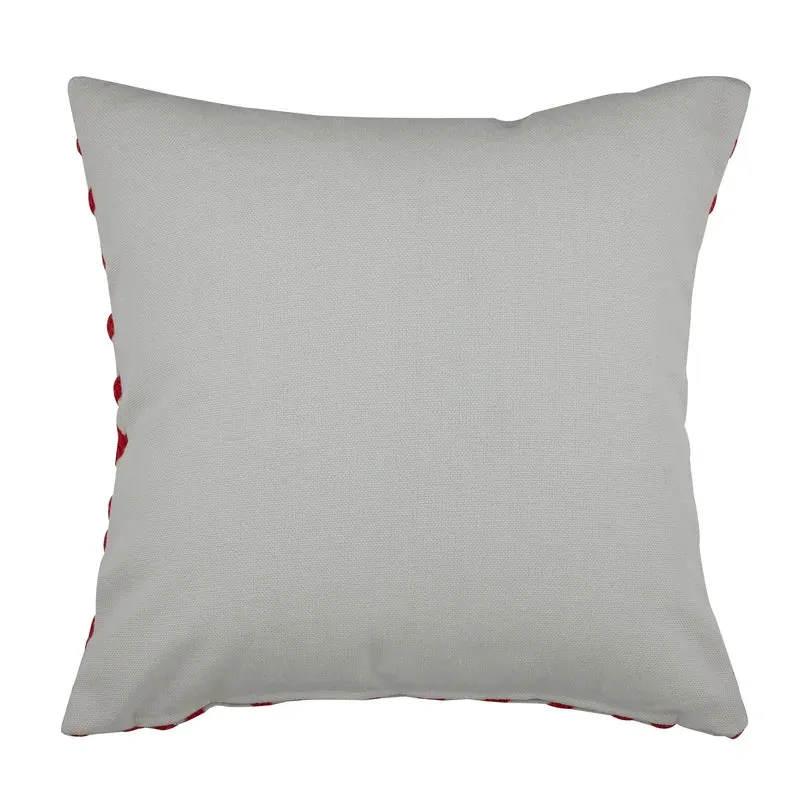 Coral Red Greek Key Embroidered Indoor/Outdoor Pillow