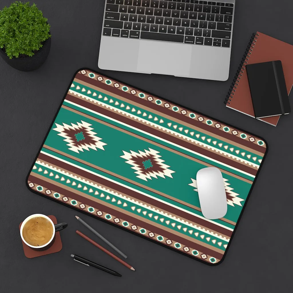 Desk Mat Boho Turquoise Diamonds Southwestern Mat for Desk Large Mouse Pad Desk Accessories Large Desk Mat Pad, 3 Sizes