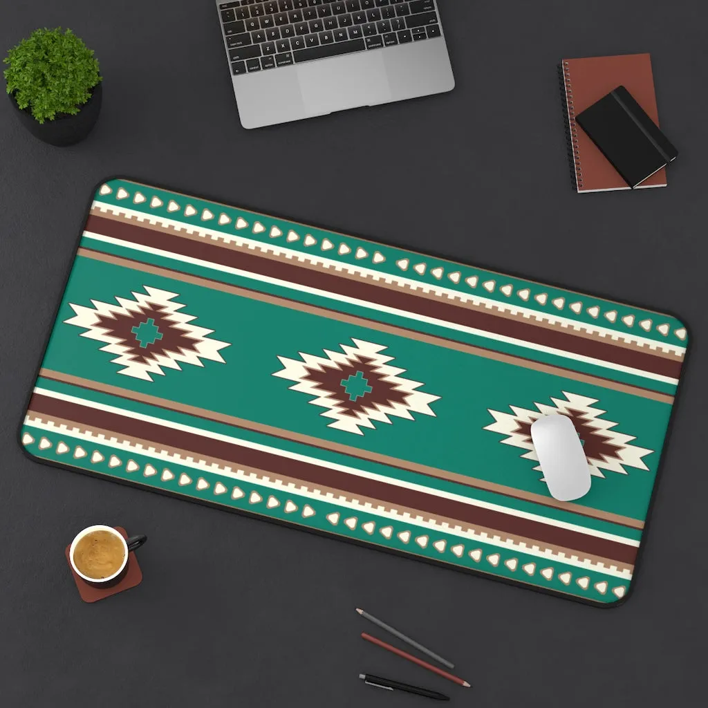 Desk Mat Boho Turquoise Diamonds Southwestern Mat for Desk Large Mouse Pad Desk Accessories Large Desk Mat Pad, 3 Sizes