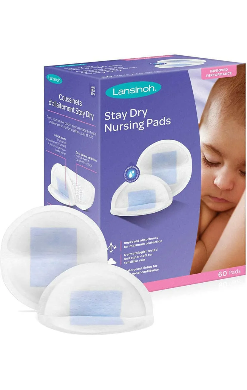 Disposable Nursing Pads for Breastfeeding by Lansinoh, 60 Count