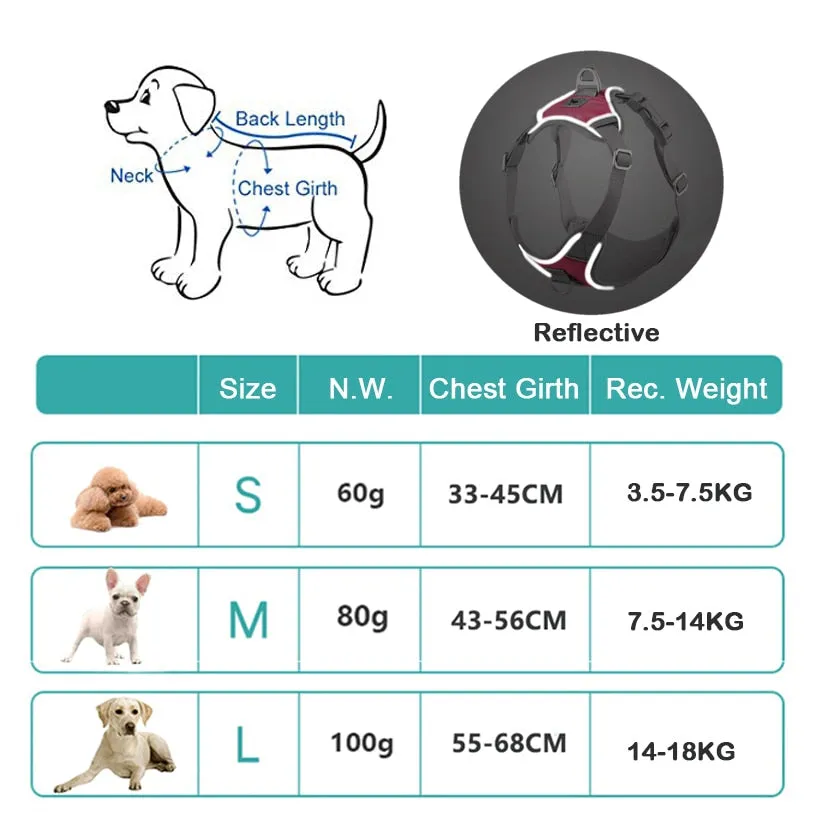 Dogs Harness Vest Reflective Small Medium Pet Dog Harness Soft Breathable Dog Harnesses Collar Walking Training Pet Products