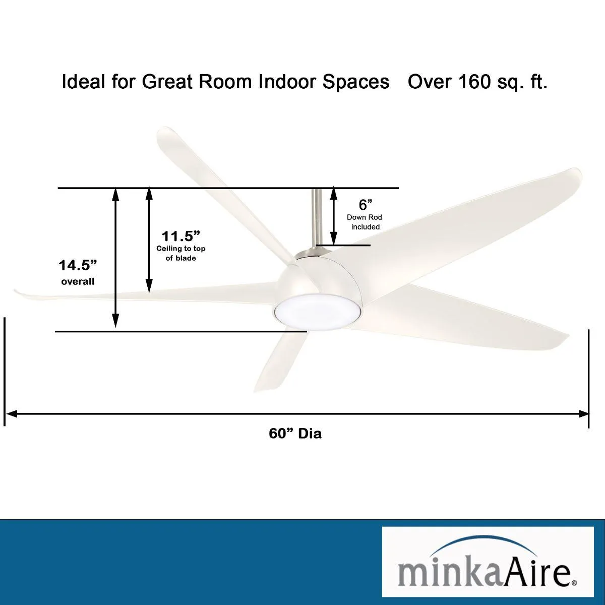 Ellipse LED 60" White Smart Ceiling Fan with Light and Remote