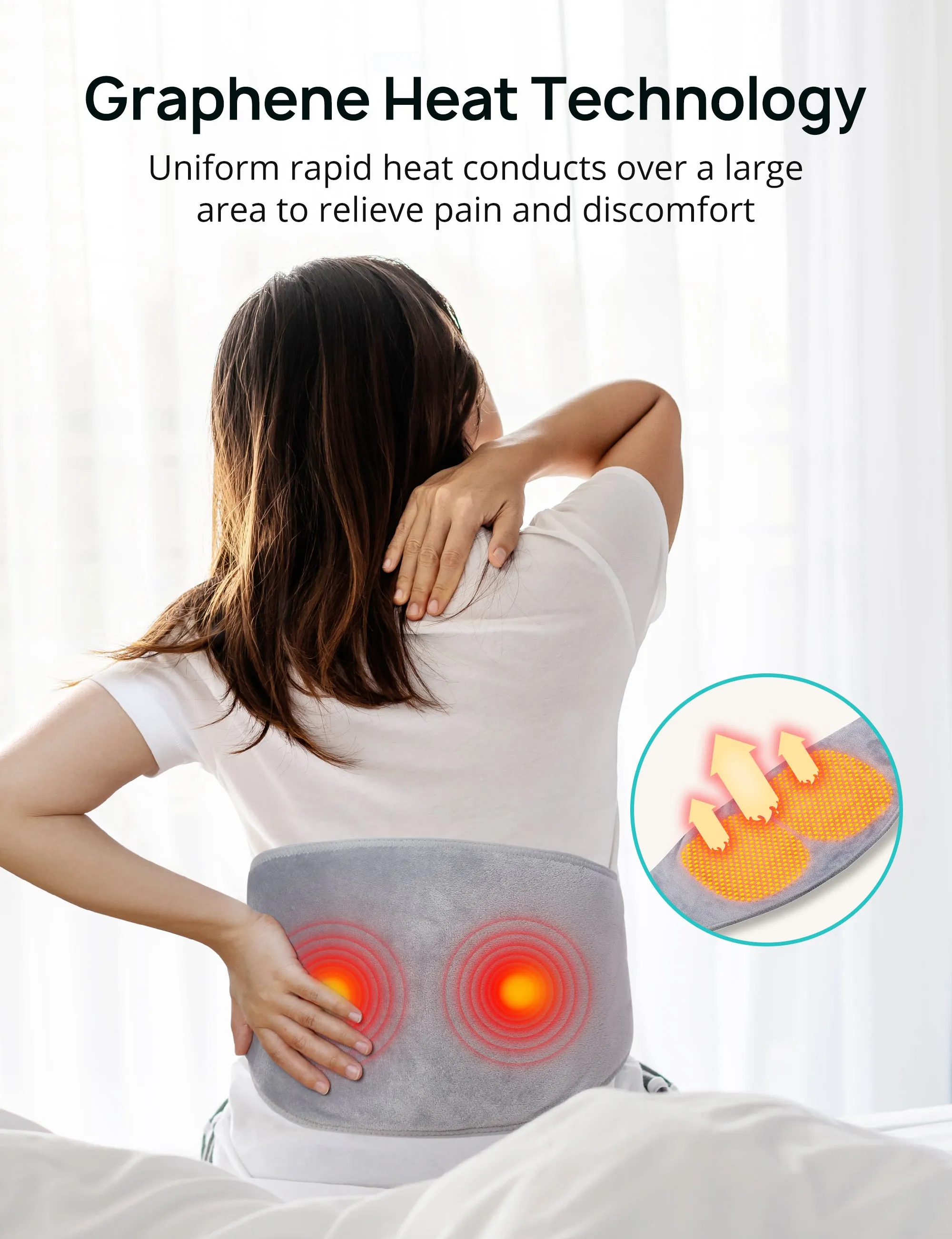 Evajoy Electric Heating Pad, Graphene Heating Belt, Pain Relief for Back, Waist, Shoulder, Thigh