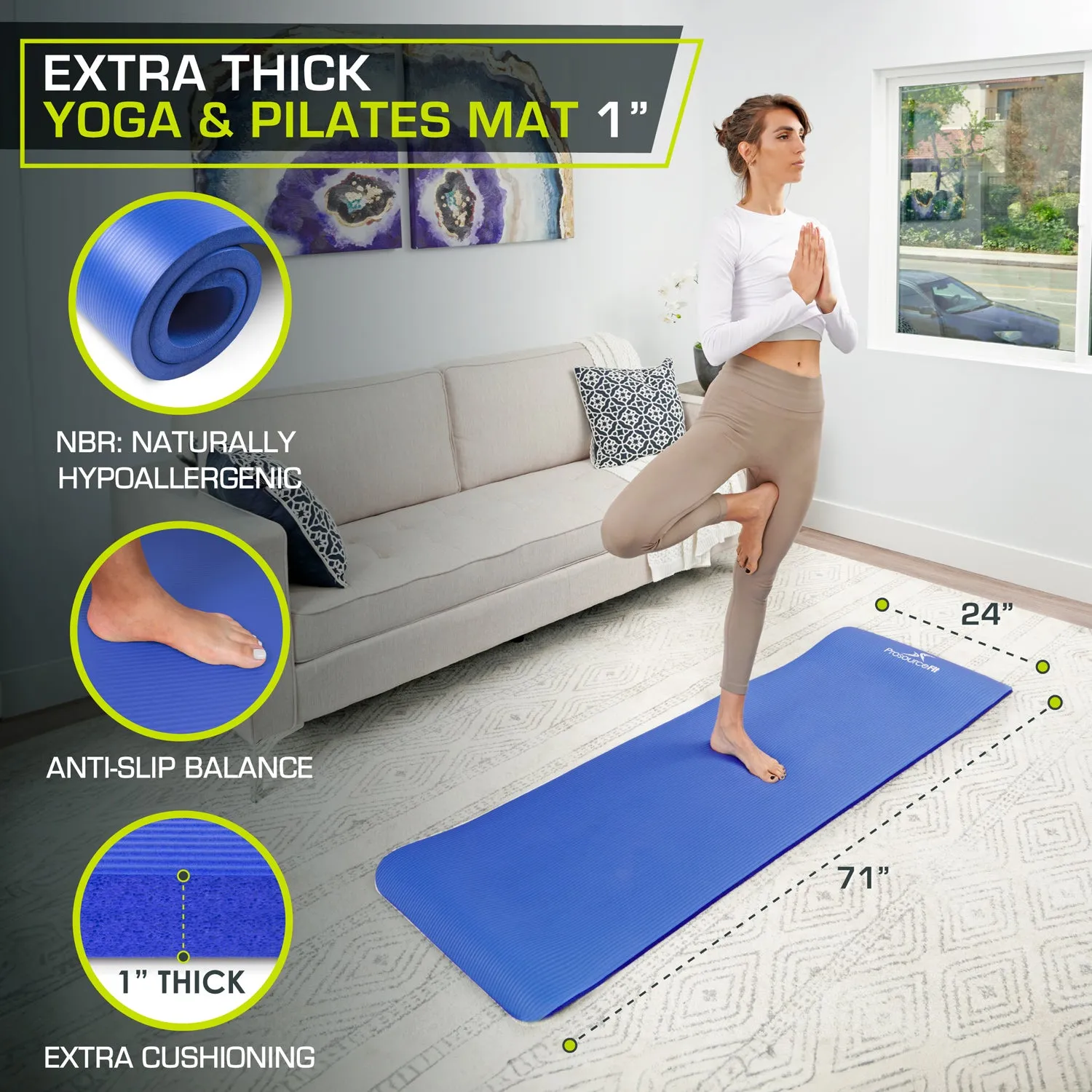 Extra Thick Yoga and Pilates Mat 1 inch