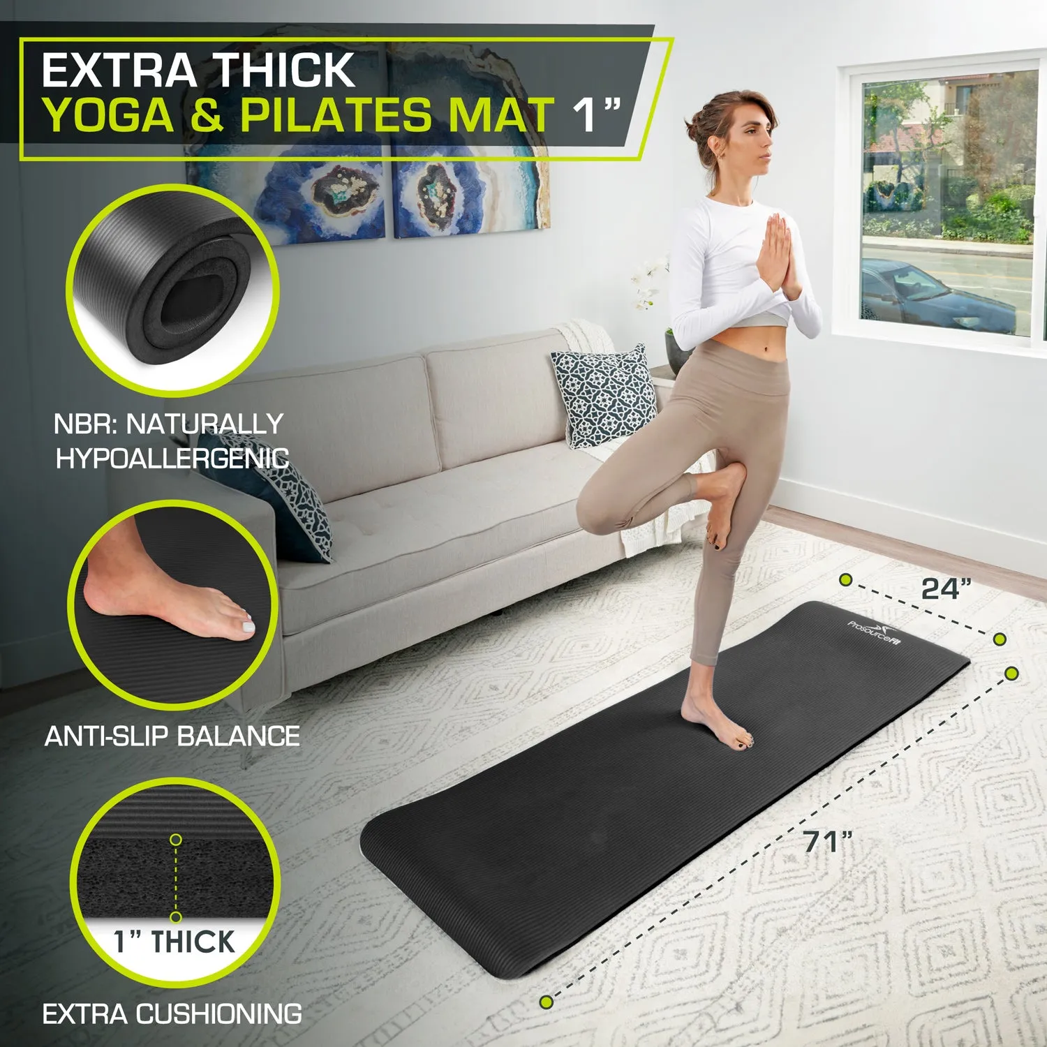 Extra Thick Yoga and Pilates Mat 1 inch