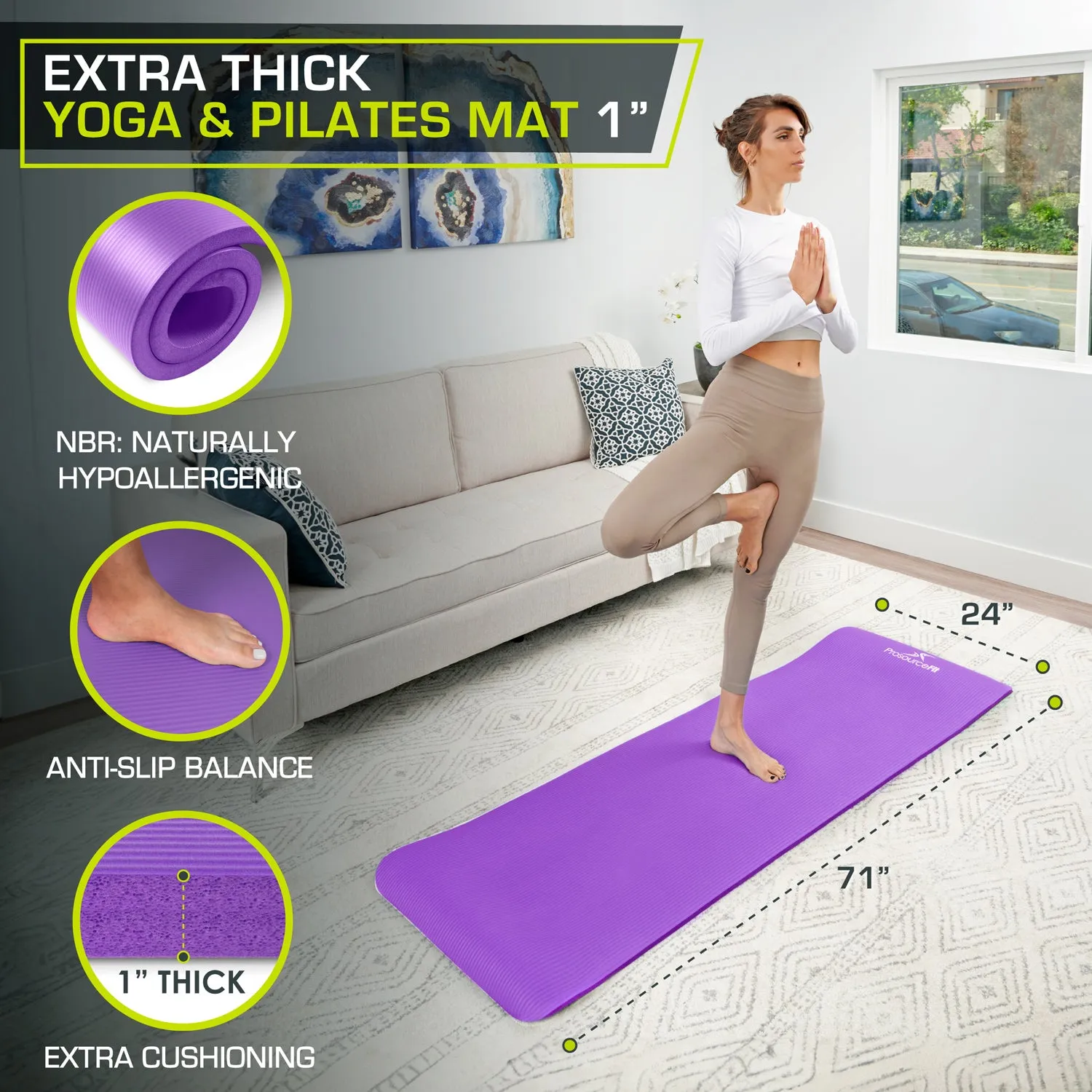 Extra Thick Yoga and Pilates Mat 1 inch