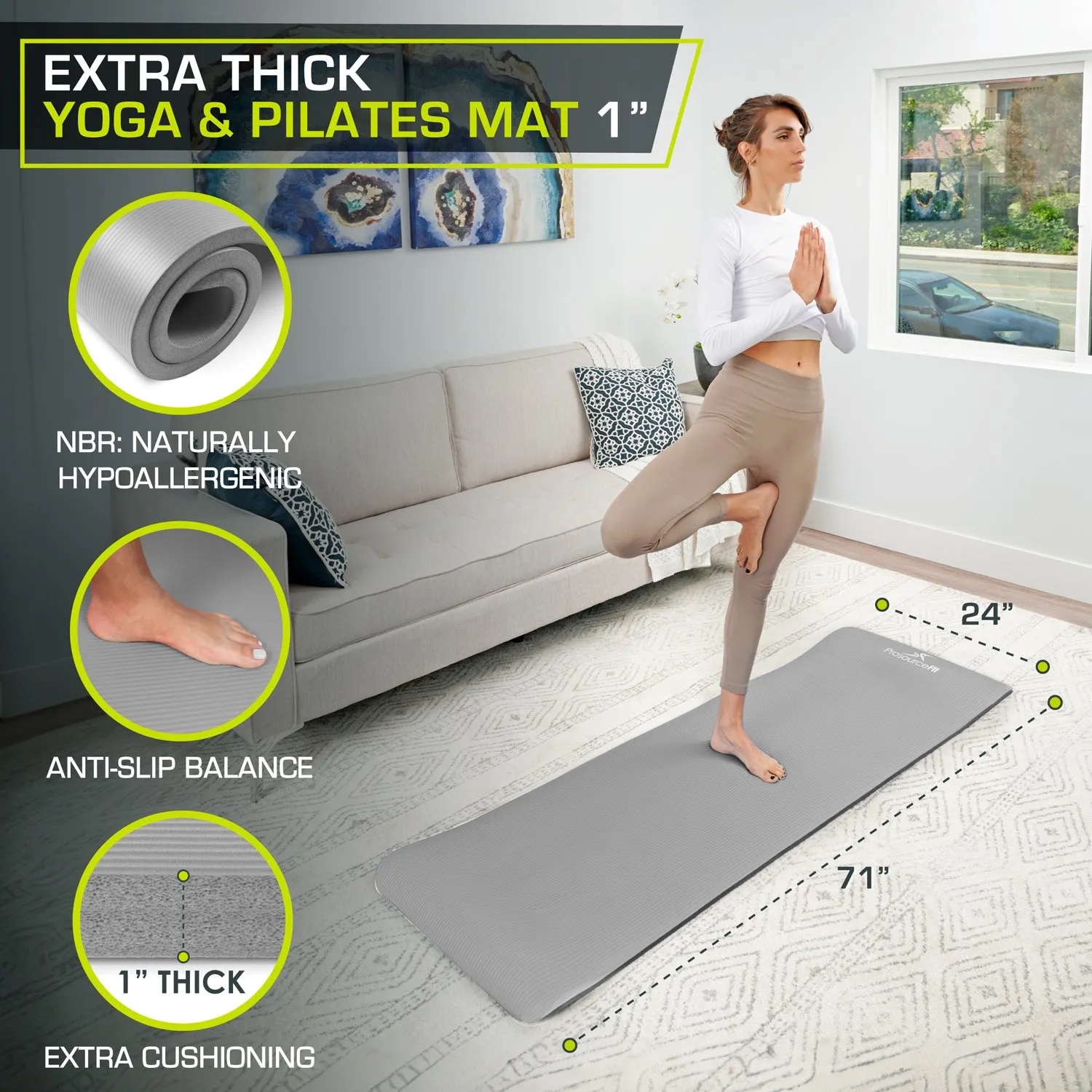 Extra Thick Yoga and Pilates Mat 1 inch