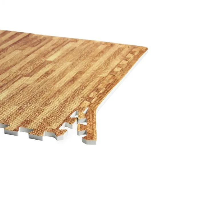 Floor Mat Set - 6 Mats 12 Edges - Wood Effect