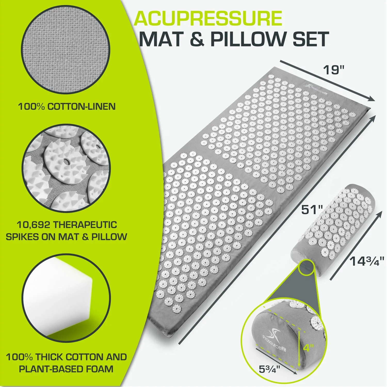 Full Body Acupressure Mat and Pillow Set