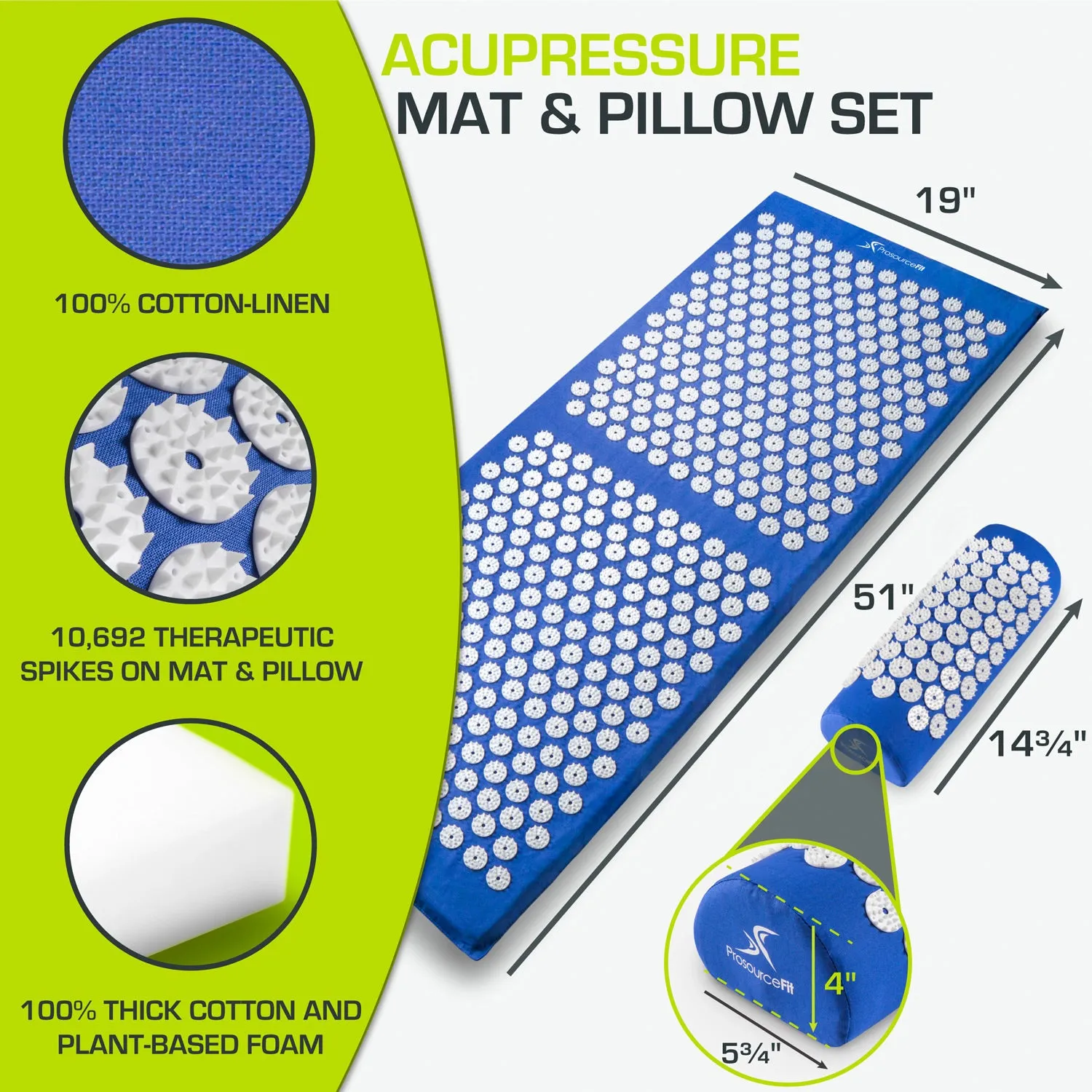 Full Body Acupressure Mat and Pillow Set