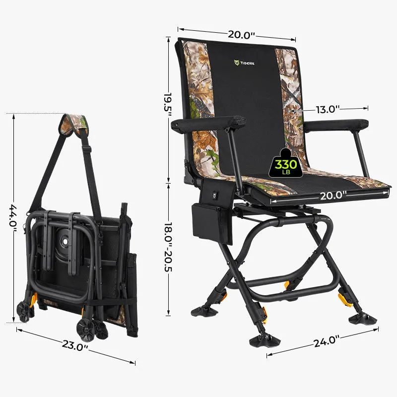 Heated Hunting Chair Adjustable Height 360° Swivel Blind Chair