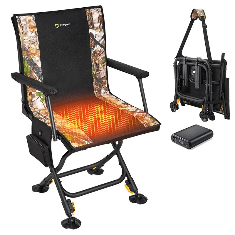 Heated Hunting Chair Adjustable Height 360° Swivel Blind Chair