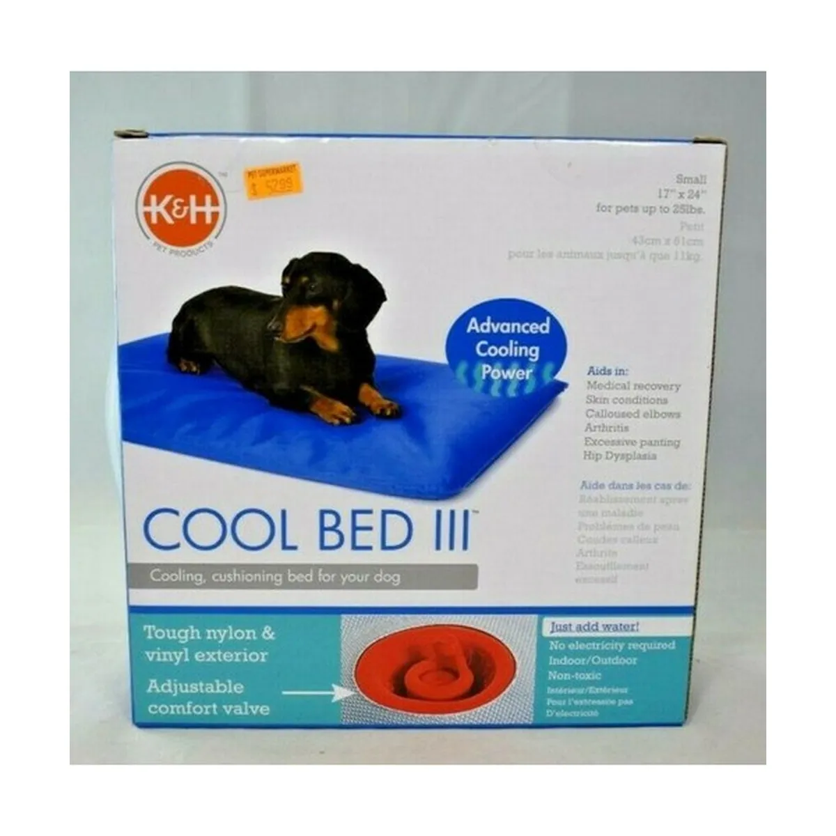 K&H Manufacturing Cool Bed III Cooling Dog Bed Blue Small 17" x 24"