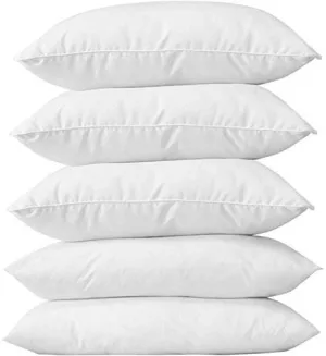 KINGLY Fibre Decor Reliance Filled 5 Piece Pillow Set - (Antique White, 16" x 24" inch)