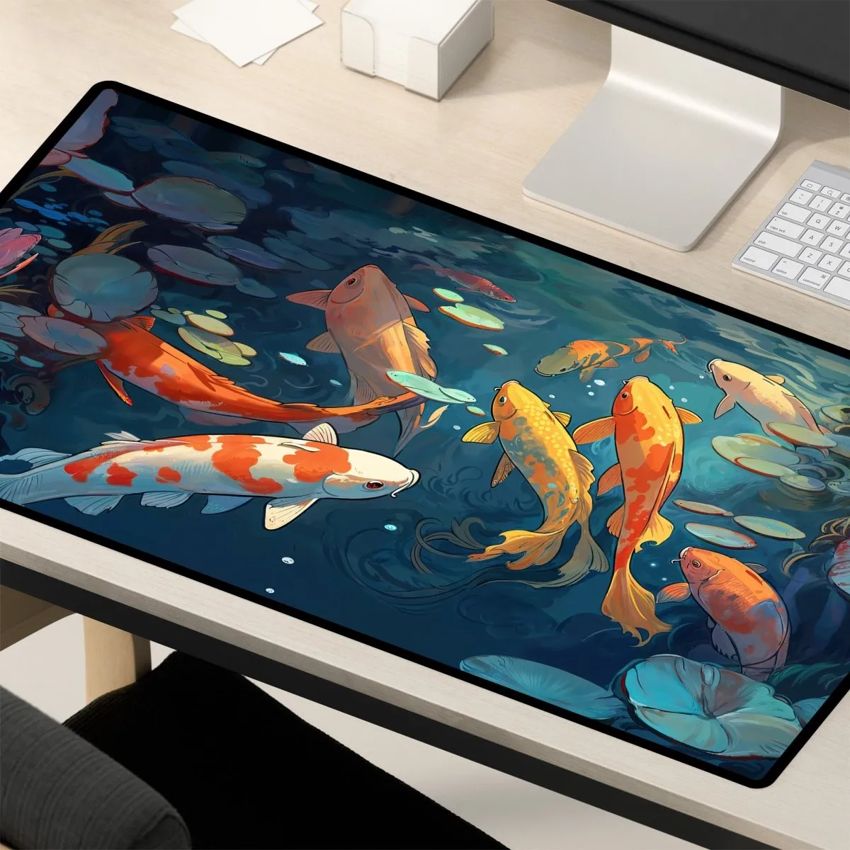 Koi Fish Desk Mat – Large Japanese-Inspired Mouse Pad for Office & Gaming