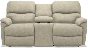 La-Z-Boy Trouper La-Z-Time Stucco Reclining Loveseat with Console