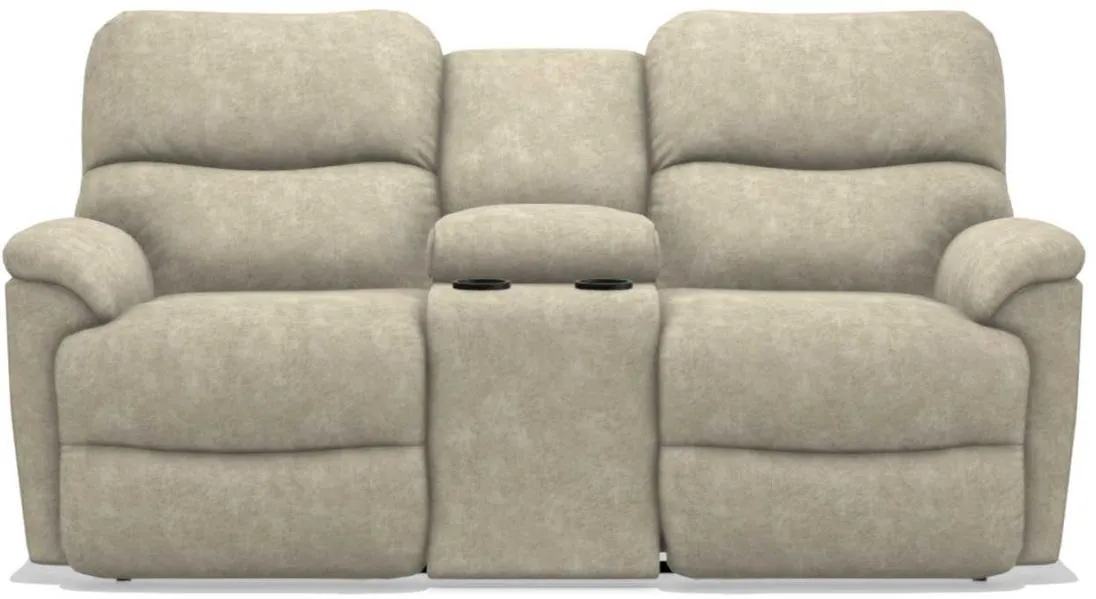 La-Z-Boy Trouper La-Z-Time Stucco Reclining Loveseat with Console