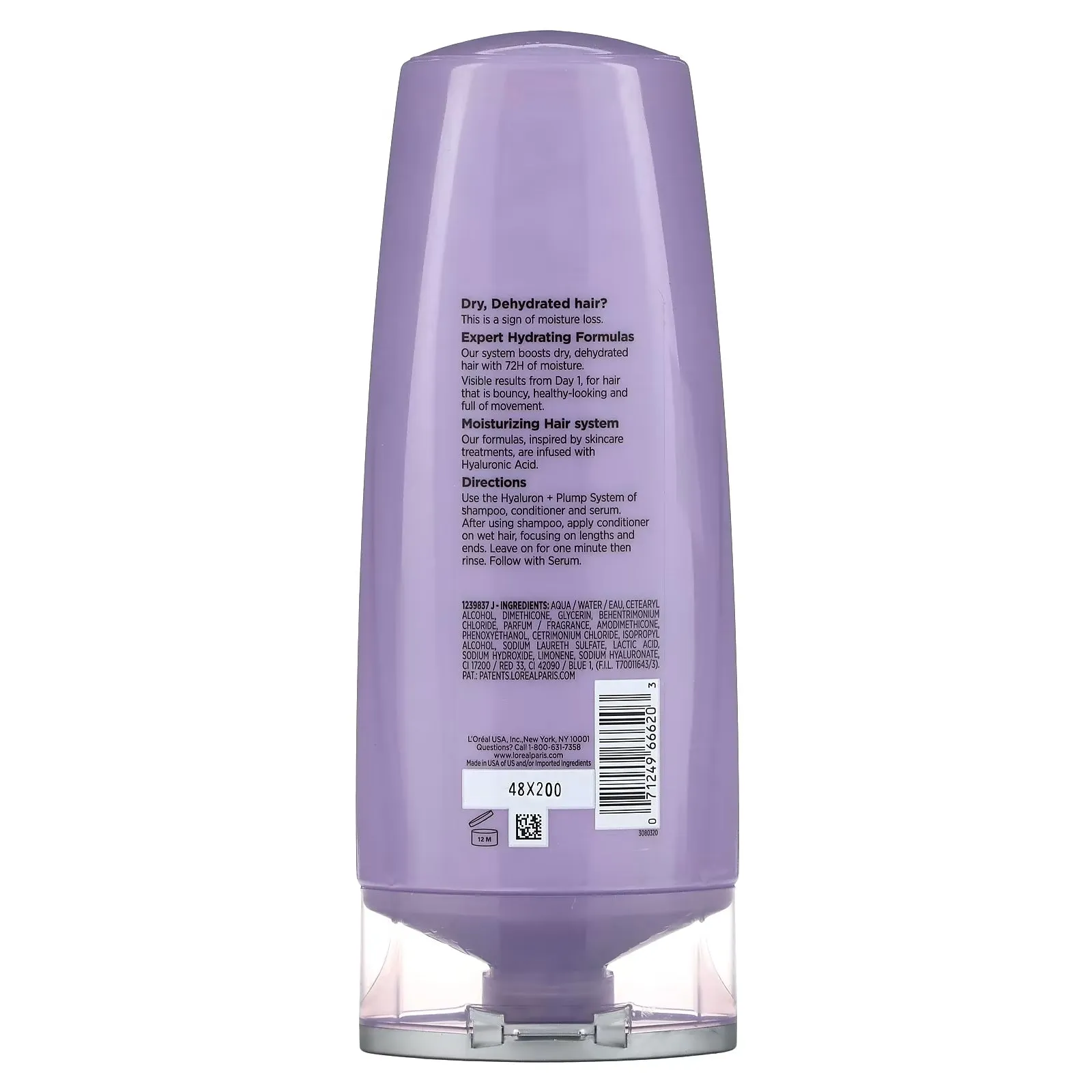 L'Oréal Elvive Hyaluron Pump 72H moisturizing conditioner for dry, dehydrated hair, 375 ml