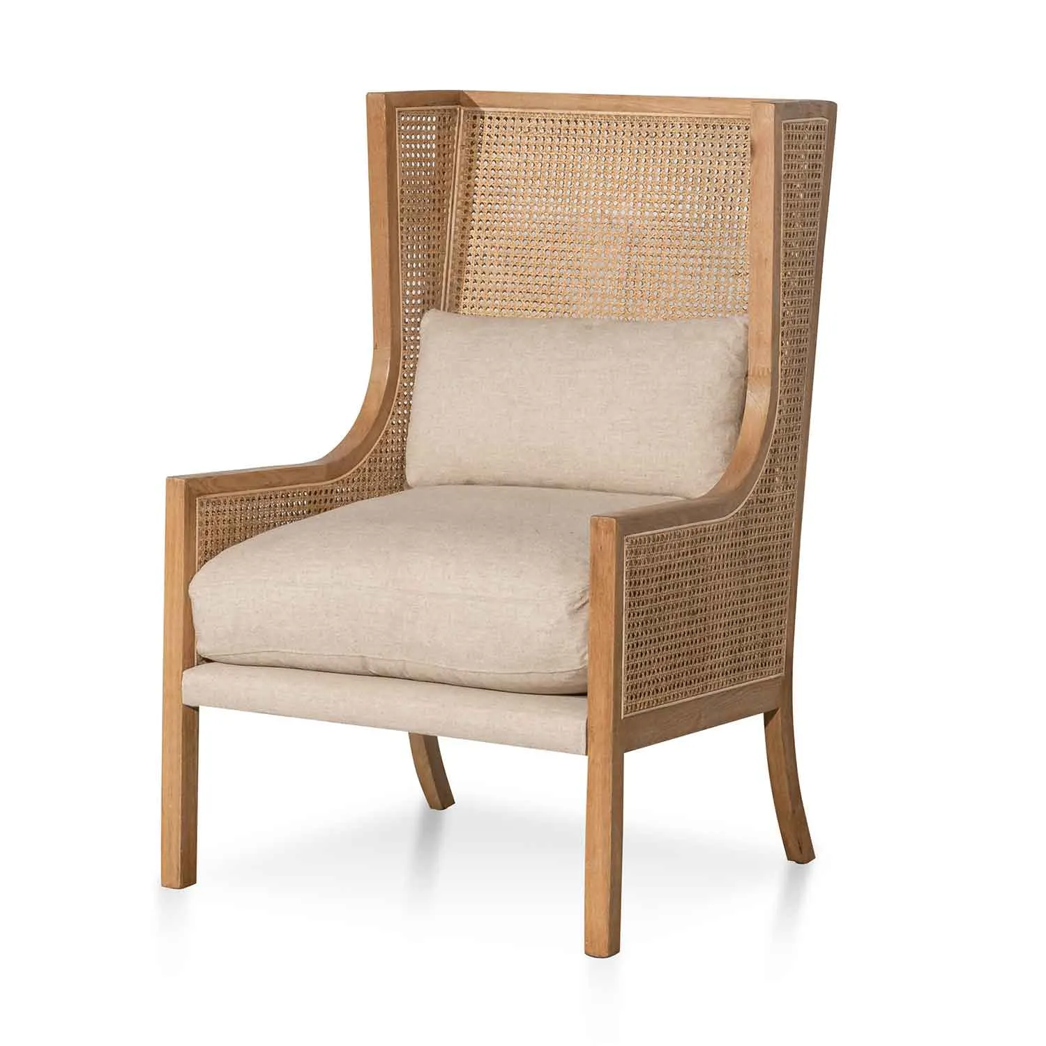 Lowell Wingback Rattan Armchair - Distress Natural - Sand White