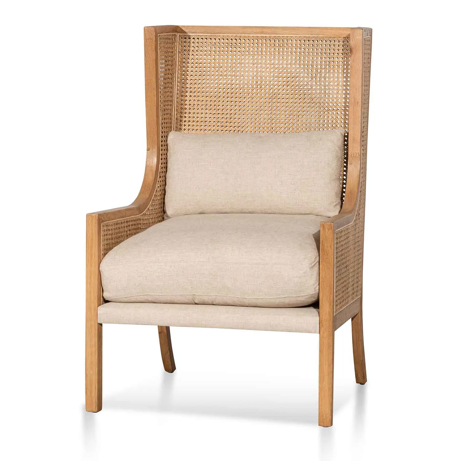 Lowell Wingback Rattan Armchair - Distress Natural - Sand White