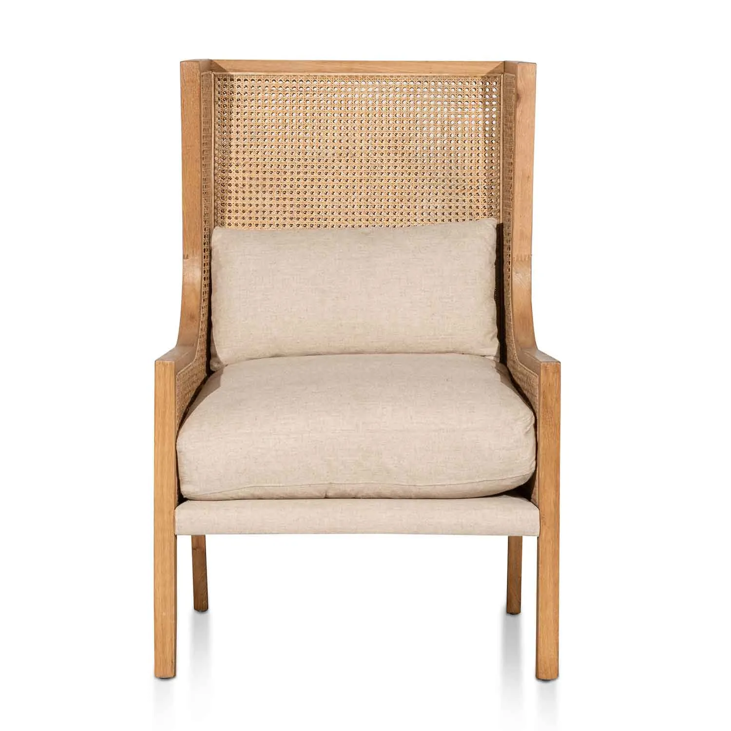 Lowell Wingback Rattan Armchair - Distress Natural - Sand White