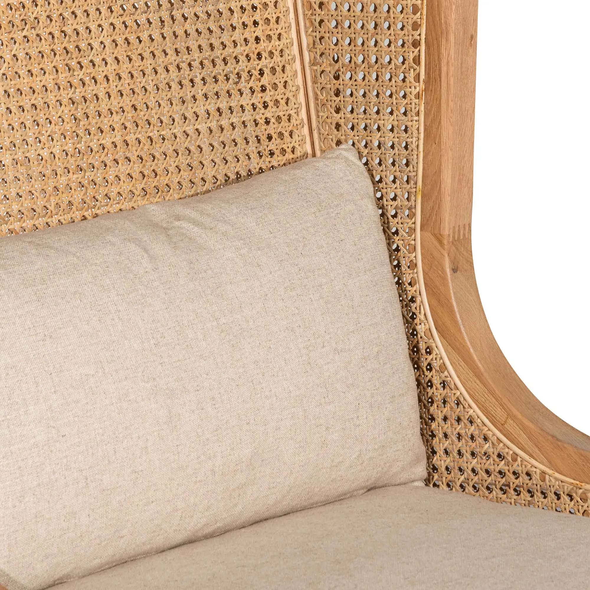 Lowell Wingback Rattan Armchair - Distress Natural - Sand White